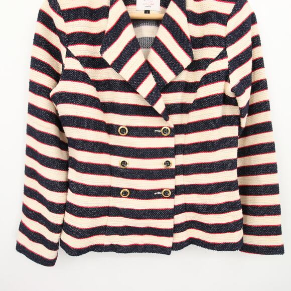 CAbi Navy, Cream & Red Striped Double-Breasted Jacket - Picture 4 of 10